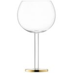 LSA International Luca Cocktail Balloon Glasses 19 oz, Set of 2, Luxury Hand Decorated Gold Band Elegant Drinking Glassware