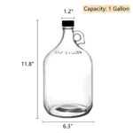 Dicunoy 1 Gallon Glass Jugs, 128 OZ Large Fermenting Jug with Seal Lid, Wine Growler Carboy Bottle with Handle for Juice, Milk, Water, Vinegar, Limoncello, Home Decoration, Change Jar