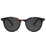 SOJOS Small Round Classic Polarized Sunglasses for Women Men Vintage Style UV400 Lens MAY SJ2113, Tortoise/Grey