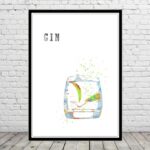 Gin wall poster, Gin print art, glass of gin wall decor, watercolor gin, cocktail, bar decoration, home decor, Bar Art, Kitchen Art,291