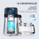 CO-Z 1 Gallon Water Distiller, 4L Brushed 304 Stainless Steel Home Countertop Distiller Water Machine, UL Listed Distilled Water Maker, Distill Distilling Water Purifier Distillers to Make Clean Water