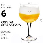 FAWLES Stemmed Beer Glasses Set of 6 – Crystal Balloon Gin & Tonic Glasses, 23 oz Large Cocktail Glasses, Water Goblet