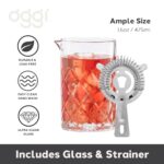 OGGI Cocktail Mixing Glass & Strainer Set – Elegant Bar Mixing Set with 16oz Glass Beaker, Essential Mixology Bartender Kit, Old Fashioned Kit, Includes Stainless Steel Hawthorne Strainer