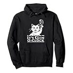 It’s gin o-clock – cat holding a glass of gin Pullover Hoodie