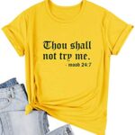 Nlife Women Thou Shall Not Try Me Letter Print Long Sleeve Crew Neck T-Shirt Top A-Yellow