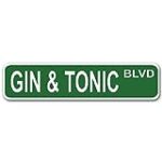 Gin & Tonic Blvd Aluminum 4″ x 17″ Street Sign