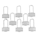 Amlong Plus Deluxe Set of Liquor Tags for Bottles or Decanters, Silver Color, Set of 8 With Adjustable Chain Features (Bourbon, Brandy, Gin, Rum, Scotch, Tequila, Vodka, and Whiskey)