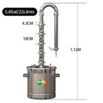 YUEWO 5.8Gal/22Litres 304 Stainless Steel Alcohol Distiller Flute Reflux Column Still with Sight Glasses Home Brewing Wine Making Kit for DIY Whisky Brandy Gin Vodka Alcohol(Produce 92% ABV)