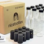 nicebottles Clear Glass Woozy Bottles with Shrink Capsules, 5 Oz, Case of 12