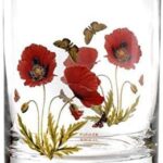 Portmeirion Botanic Garden Double Old Fashioned Glasses | Set of 4 Glass Tumblers | Ideal for Bourbon or Scotch | 16 Oz Whiskey Glasses with Assorted Motifs