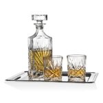 Dublin Whiskey Bar Set – Includes Whisky Decanter, 6 Old Fashioned Tumbler Glasses and Mirrored Display Tray