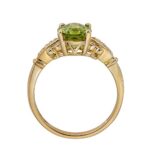 Gin & Grace 10K Yellow Gold Real Diamond Statement Cocktail Ring (I1) with Genuine Peridot Daily Work Wear Jewelry for Women Gifts for Her