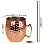 Hossejoy Moscow Mule Copper Mugs – Set of 4-100% Handcrafted Solid Copper Mugs, 16 oz Copper Cups with 4 Cocktail Copper Straws