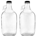 nicebottles Glass Handled Jugs, Half-Gallon, Clear, Pack of 2
