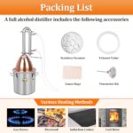 YUEWO Alcohol Water Distiller 2GAL/10L Alembic Pot Still Stainless Steel Home Brewing Distillery Kit with Copper Dome Top for DIY Whisky Wine Brandy Gin Vodka Alcohol Making (5GAL/20L)