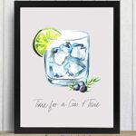 Gin & Tonic Cocktail Bar Wall Art. 8×10 UNFRAMED Decor Print – Makes a Great Gift for Kitchen, Home & Wet Bar, Martini, Wine or Tiki Bar. “Time for a Gin & Tonic”
