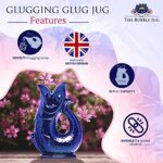The Bubble Jug® Dark Cobalt Blue 50 fl oz 1.5L Litre Extra Large Glug Gurgle Pitcher Jug – Fish Shaped Jug – Decorative Ceramic Glugging Cocktail, Water and Gin Jug and Gurgling Carafe Pot