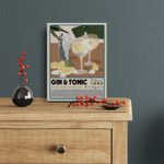 Funny Cocktail Canvas Print Decor Gin & Tonic Art Wall Painting Posters 12”X15” Modern Home Kitchen Bar Decoration (Framed)
