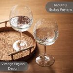 Muldale Floral Crystal Glass Gin Glasses Set of 2, 16oz, Eleanor Design Etched Crystal Gin Glasses for Gin, Sangria, Aperol Spritz Large Capacity | Premium Crystal Made In Europe