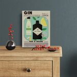 Funny Cocktail Canvas Print Decor Gin Art Wall Painting Posters 12”X15” Modern Home Kitchen Bar Decoration (Framed)