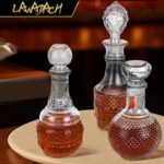 LAWADACH Liquor Decanters Whiskey Decanter Set – Creative Glass Decanter for Liquor,Decanter for Tequila,Bourbon and Vodka Unique Whiskey Presents for Man,Dad and Home Bar Decor(17.6oz*2, 17oz*1)