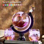 Gifts for Men Dad Christmas, Kollea Globe Whiskey Decanter Set with Space Rocket Inside, 7 Colors Led Liquor Decanter, Cool Gifts for Husband Brother Whiskey Lover, for Birthday Anniversary Home Bar