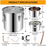 Doniks Alcohol Still 5Gal Steel Water Alcohol Distiller Copper Tube water distiller Home Brewing Kit Build-in Thermometer for DIY Whisky Gin Brandy Making