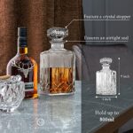 Glass Whiskey Decanter Set Of 2, 800ml Liquor Decanter with Airtight Stopper for Scotch, Liquor, Bourbon, Wine, Mouthwash, Decorative Gift