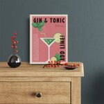 Funny Cocktail Canvas Print Decor Gin & Tonic Art Wall Painting Posters 12”X15” Modern Home Kitchen Bar Decoration (Framed)?