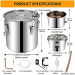 Doniks Alcohol Still 9.6Gal Steel Water Alcohol Distiller Copper Tube water distiller Home Brewing Kit Build-in Thermometer for DIY Whisky Gin Brandy Making