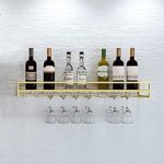Wine Rack Wall-Mounted Vintage Iron Racks Goblet Hanging Shelves Inverted Glasses Stemware Bottles Holder Stackable Heavy-Duty Liquor Alcohol Whiskey Beverages Champagne Gin Beer Organization Decor