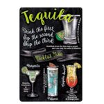 Cocktail Time Vintage Metal Tin Sign, Gin Tin Sign, Tequila Metal Sign, Rum Recipe Poster, Vodka Tonic Plaque, Bar Home Decoration 12 X 8
