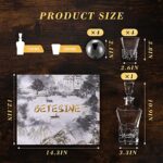 Whiskey Decanter Sets for Men | 27 Oz, 800ml Liquor Decanter w/ 4pcs Whiskey Glass and 4 2″ Round Stainless Steel Whiskey Cooling ball, Bourbon,Scotch, House Warming New Home Whiskey Glass Set Gifts