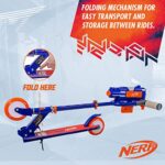 Flybar Nerf Blaster Scooter for Kids – Foldable Scooter, Height Adjustable, 2 Wheels, Anti-Slip Deck, for Boys/Girls, Rear Brake, Outdoor Toy, Shoots nerf Darts, Lightweight/Sturdy Kick Scooter