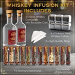 Whiskey Gifts for Men, Whiskey Making Kit – Whiskey Infusion Kit with Stainless Steel Ice Cubes, Wood Chips, Gifts for Him – Alcohol Infusion Kit – Husband Birthday Cocktail – Whiskey Gift Set for Men