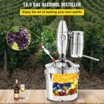 VEVOR Alcohol Still 18.5Gal/70L Alcohol Distiller With Ceramic Balls For Purer Wine Distillery Kit For Alcohol With Brewing Kit For DIY Whisky Wine Brandy