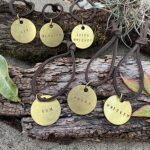 Liquor Alcohol Bottle Decanter Label (ONE) Tag, Hand-Stamped Brass Round on Leather Strings, Gift Ideas for Men, Home Bar Decor, Wedding Gift Idea (Whiskey Tequila Rum Gin Vodka Scotch Bourbon (Vodka)